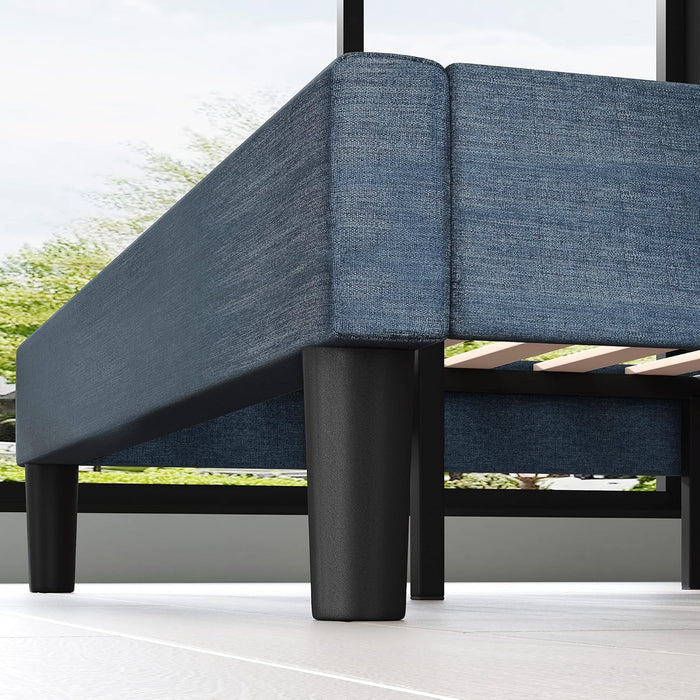 Omkaram Upholstered Platform Bed Frame, Mattress Foundation, Wood Slat Support, No Box Spring Needed, Easy Assembly, Queen