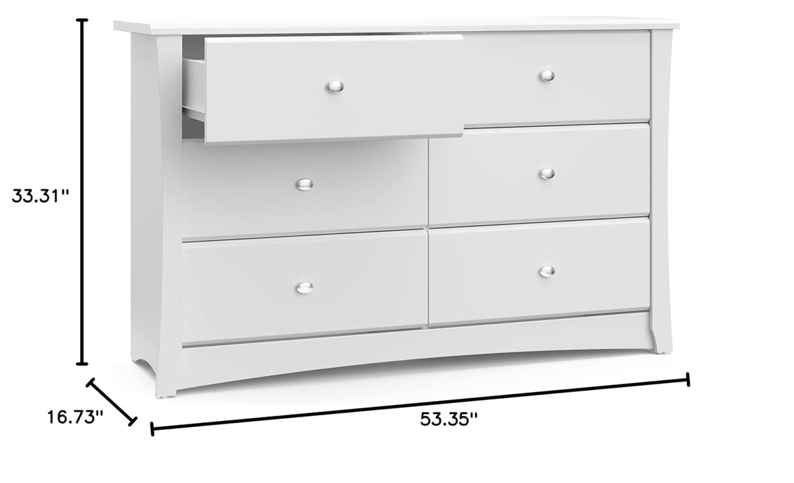 White 6-Drawer Dresser for Kids