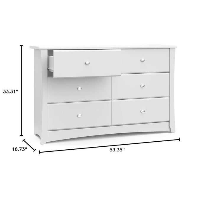 White 6-Drawer Dresser for Kids
