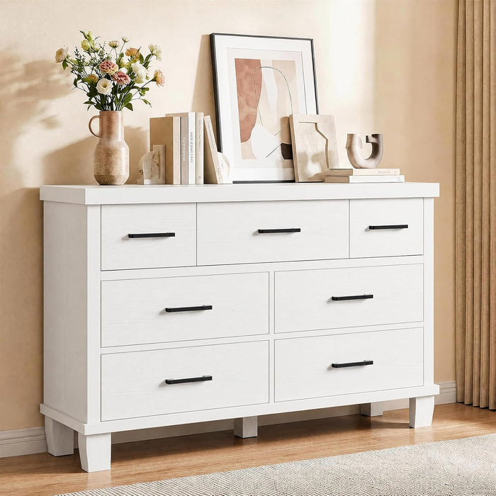 Dresser for Bedroom with 7 Drawers, Storage Chest of Drawers with Metal Handle, Wooden Dresser Organizer for Living Room,Closet,Entryway,Nursery