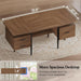 70.9" W X 27.6" D Office Desk with 3 Drawers, Modern Computer Desk with Storage, Home Office Desks with File Drawer, Privacy Panel, Large Executive Desk, Brown