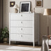 White 4 Drawer Dresser, Modern Chest of Drawers for Bedroom, Wood Fluted Dresser Organizer with Deep Drawers for Clothes, Nightstand for Bedroom, Hallway, Living Room, Entryway