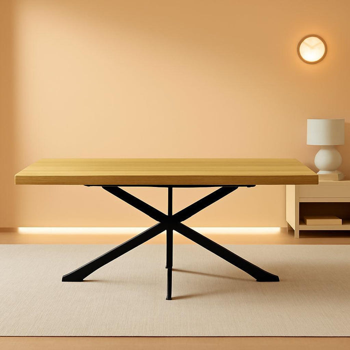 59In-78Inch Extendable Rectangular Dining Table for 6 8 People, Wood Long Dining Room Table W/Removable Leaves,Space Saving,Modern Dinner Table W/Waterproof Tabletop&Metal Legs for Kitchen Living Room