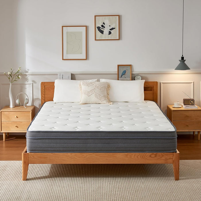 Queen Size Mattress, 12 Inch Hybrid Memory Foam Mattress in a Box with Pocket Springs, Medium Firmness, Pressure Relief & Motion Isolation, Certipur-Us Certified