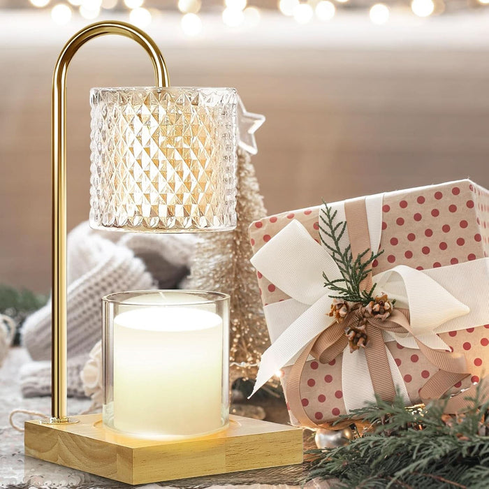 Candle Warmer Lamp, Candle Lamp Wax Warmer, Timer & Dimmer 7-Levels, Fits Cup Jar Candle, Top Melting, Crystal Heater Lamp for Scented Wax, Elegant Home Decor, Clear Glass
