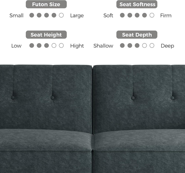 89 Inch DarkGray Velvet Fabric Convertible SofaBed