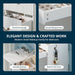 3-In-1 Vanity with Flip Mirror & Lights, Fluted Compact Vanity Table with 3 Drawers, Storage Compartment and Rolling Stool, Modern Small Makeup Vanity for Bedroom, Powder Room, Solid White