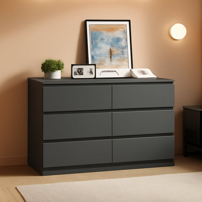 Grey Dresser for Bedroom,6 Drawer Dresser,Chest of Drawers,Modern Wood Dresser,Dresser Bedroom Furniture,Tv Dresser for Closet,Kid'S Room,Nursery
