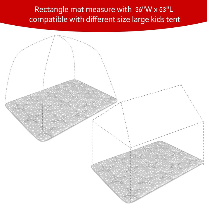 Rectangle Kids Play Mat for Kids Tent Indoor & Outdoor Toddler Tent, Non Slip Kids Play Tent Mat Large Kids Playhouse Tent Mat, Lovely Star Print Padded Washable Mat 53" L X 36" W