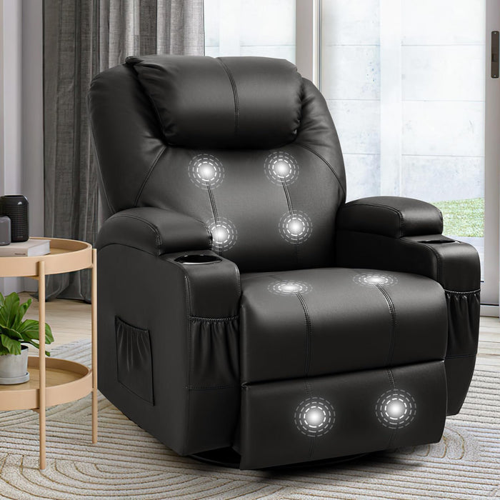 Leather Rocking Recliner with Massage and Heat