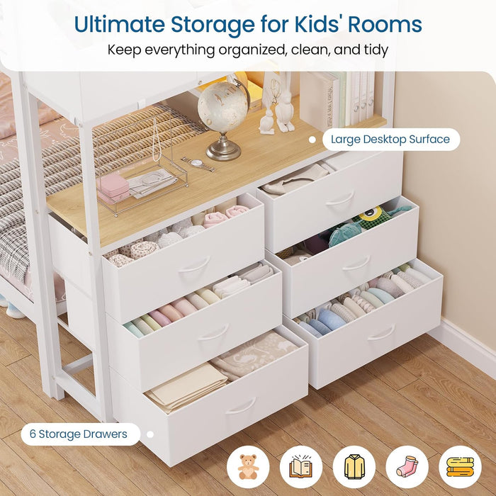 Twin Over Twin Metal Bunk Bed IntegratedStorageDrawers