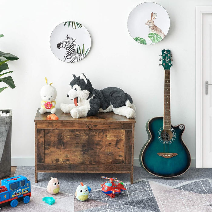 Toy Box, Retro Wooden Look Storage Chest with Safety Hinge, Entryway Storage Bench Supports 220 Lb, 29.9 X 15.7 X 18.9 Inches Toy Chest Organizer, Easy Assembly (Rustic Brown) BF75CW01G1