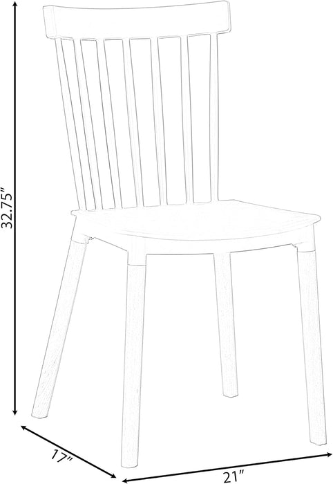 Mid Century Modern Dining Chairs Set of 2, White Plastic Windsor Design, Beech Wood Legs, Armless Scandinavian Kitchen & Dining Room Chairs