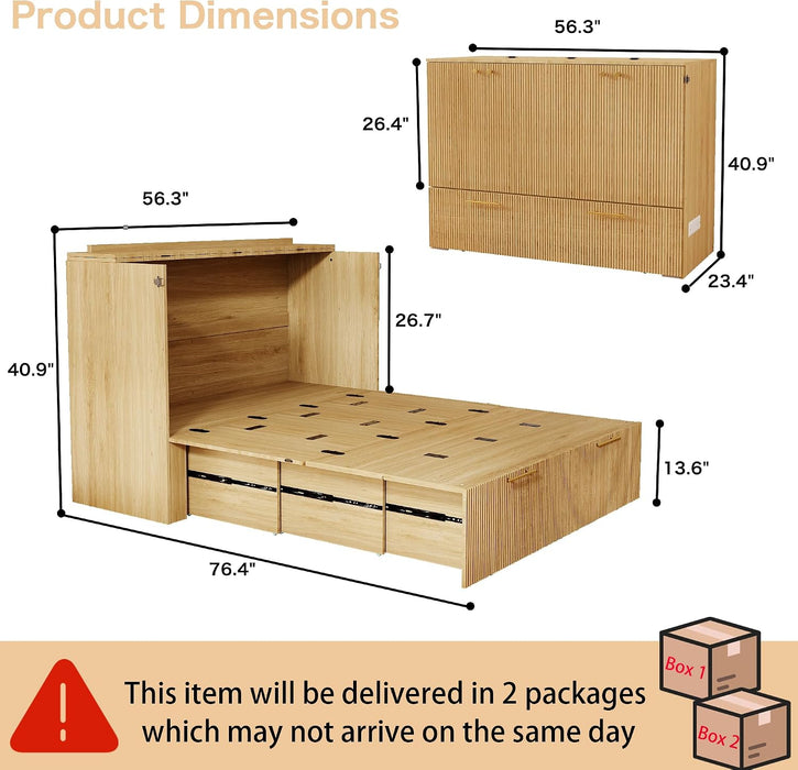 Oakwood Murphy Bed Cabinet With Integrated Charging