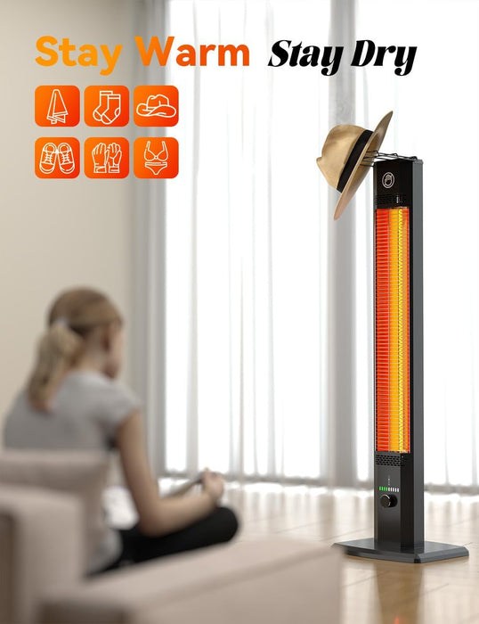 42INCH Outdoor Heater, 9Heat Levels&Timer, Child Safety Lock, IP65 Waterproof Garage Heater, 1500W Infrared Heating Patio Heater, Tip-Over&Overheat Protection, outside Heaters for Patio Electric