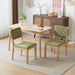 Sage Green Woven Wooden Dining Chairs Set of 4,Armless Mid Century Modern Desk Chairs with Rivet&Foot Pegs,Upholstered Farmhouse Comfy Chair No Wheels for Dining Room,Living Room,Oak,Suede