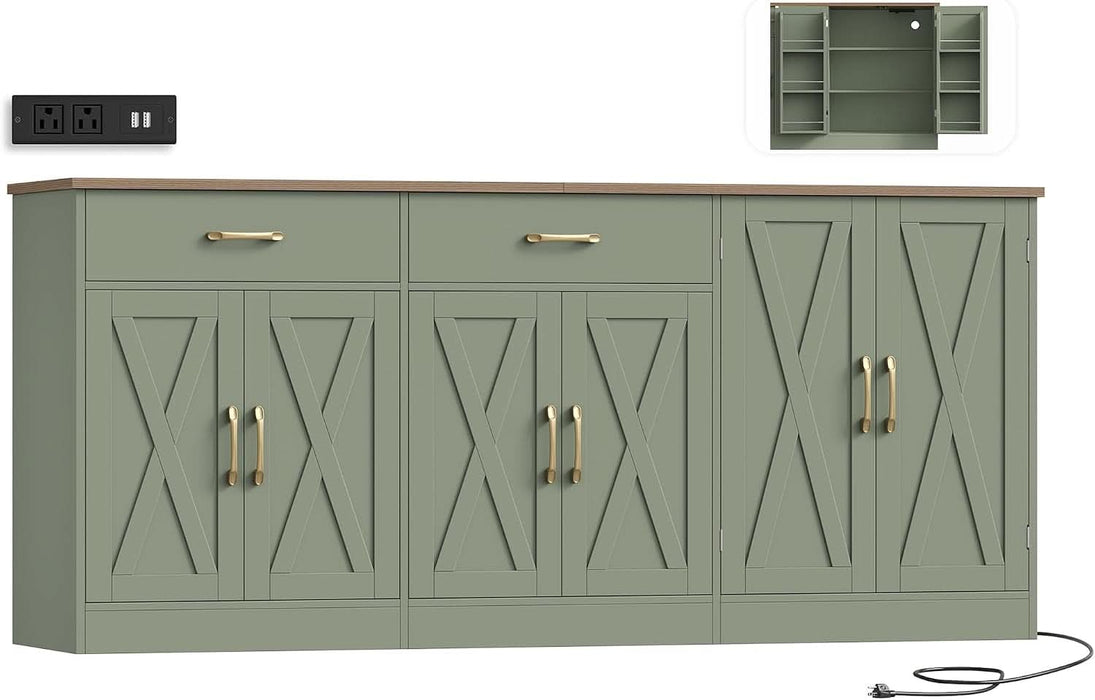 71" W Kitchen Buffet Cabinet with Storage, Large Coffee Bar Cabinet