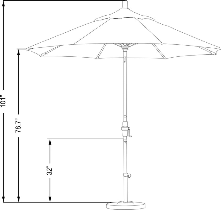 9' round Aluminum Market Umbrella, Crank Lift, Collar Tilt, Bronze Pole, Antique Beige Olefin