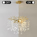 Gold Tree Branch Crystal Chandelier 18-Inch, Crystal Chandelier for Dining Room 6-Light, Hanging round Raindrop Chandeliers for Living Room E12