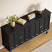 63 Inch Buffet Cabinet with Storage, Arched Sideboard Cabinet with 4 Doors and Adjustable Shelves, Wooden Coffee Bar for Kitchen, Living Room, Entryway, Black