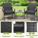 3 Piece Wicker Patio Bistro Set, Rattan Conversation Set with Coffee Table, for Balcony, Porch, Garden, Yard, Poolside, Black Frame with Black Cushion