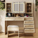 Vanity Table With Electroluminescent LED Mirror Natural