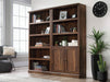 Select Book Shelf, Bookshelf with Storage, Library Bookcase with Doors and Adjustable Shelves, in Grand Walnut