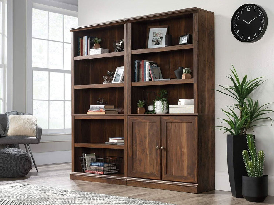 Select Book Shelf, Bookshelf with Storage, Library Bookcase with Doors and Adjustable Shelves, in Grand Walnut