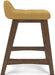 Lyncott Contemporary 28.5" Counter Height Upholstered Bar Stool with Foam Cushion, 2 Count, Mustard & Brown