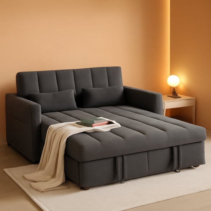 Three In One Convertible Sleeper Sofa Bed With Adjustable Backrest Light Gray