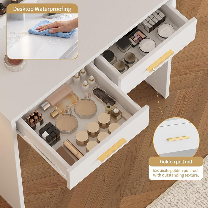 Vanity Desk With Oversized Mirror And Illumination