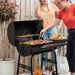 CC1624 Barrel Charcoal Grill, Large Charcoal Grill with Side & Front Shelves, 426 Sq. In. Cooking Grid, Sturdy Side Shelf with Hooks, for Outdoor Backyard and Picnics, Black