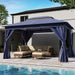Patio Gazebo 10'X13', Outdoor Heavy Duty Party Tent Shelter with Double Roofs, Mosquito Nettings and Privacy Screens for Backyard, Garden, Lawn, Navy Blue