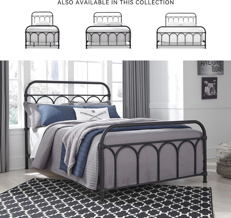 Signature Design by Ashley Nashburg Industrial Farmhouse Metal Bed, Full, Matte Black