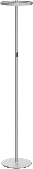 Halo Split Floor Lamp, Modern Bright LED Torchiere Floor Lamp for Offices - Dimmable, Tall Standing Lamp for Living Room or Bedroom - Adjustable Light W/Rotating Angles - Platinum Silver