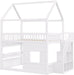 White FullSize House Loft Bed WithUnderbed Storage