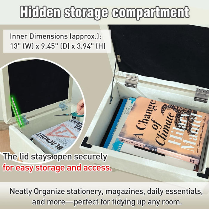 Small Ottoman with Storage Footstool Compact Foot Rest Stool for Living Room Under-Desk Entryway or Bedroom 10.63" Low-Height Storage Ottoman Cube Lightweight & Stylish (Print)