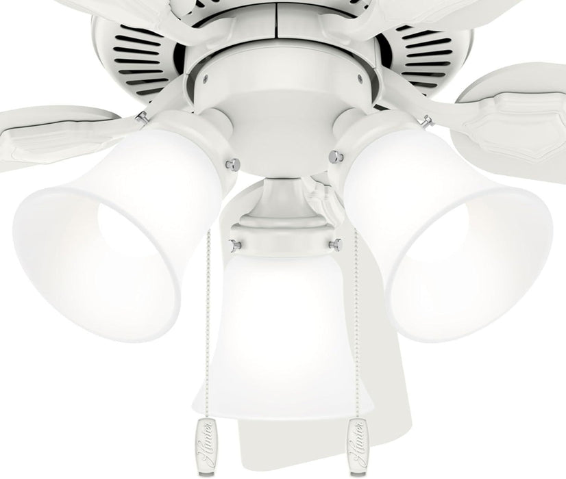 44 Inch Indoor Ceiling Fan with LED Lights - White Ceiling Fan with Pull Chain, for Bedroom, Living Room, or Kitchen, Standard Mount, No Remote, 5 Blades - Swanson 50885, Fresh White