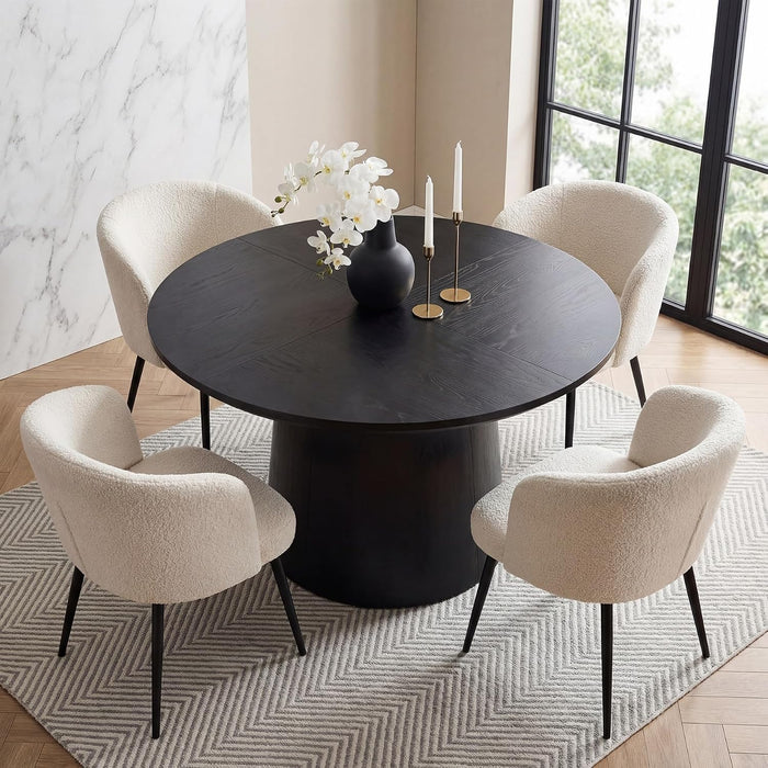 47.24 Inches round Dining Table, Modern Wooden Kitchen Table with Heavy-Duty Table Legs, Space Saving Circle Dinner Furniture for Kitchen, Dining Room, Living Room, Black
