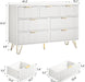 White Dresser 47InchWide FlutedDrawersWithGoldPulls