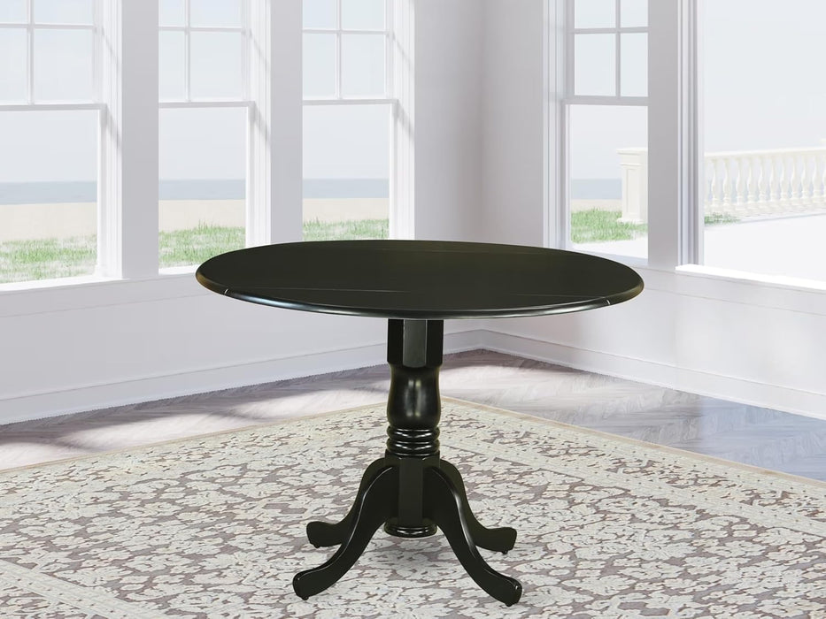 DLT-BLK-TP Dublin Modern Kitchen Table - a round Dining Table Top with Dropleaf & Pedestal Base, 42X42 Inch, Black