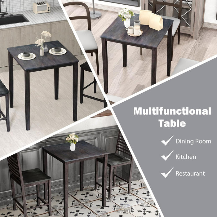 Graphite Square Dining Table Contemporary Solid Wood