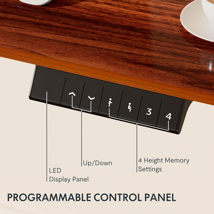 EN1 One Piece Standing Desk 48 X 24 Inch Desktop Electric Adjustable Height Desk Home Office Computer Workstation Sit Stand up Desk (White Frame + 48" Mahogany Top, 2 Packages)