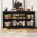 63" Large Buffet Cabinet with Storage, Farmhouse Sideboard Cabinet with Grooved Barn Doors, Wood Rustic Kitchen Buffet Table Coffee Bar Storage Cabinet for Kitchen, Living Room (Black)