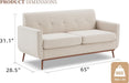 Beige Mid-Century Loveseat Sofa: Easy Assembly, Solid Wood