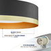 13.8 In. 1-Light Black and Gold Flush Mount with Frosted Glass Shade