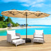 15FT Large Patio Patio Umbrella with Base & Solar LED Lights - Double-Sided,Kahaki