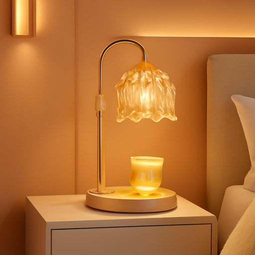 Flower Candle Warmer Lamp with Timer Dimmer,Adjustable Height Candle Warmer,Fits All Jar Scented Candles,Christmas Gifts for Mom Women,Candle Lamp for Bedroom Home Decor,Flower Amber