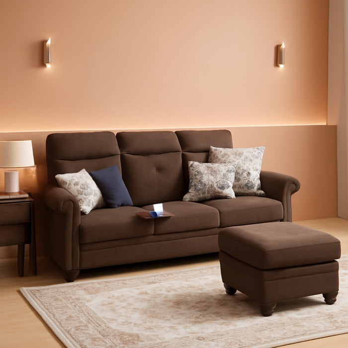 110" Convertible Sectional Sofa with Storage, 4 Seat L Shaped Couch with Ottoman and Cup Holder, Modern Microfiber Fabric Sofas Couches for Living Room