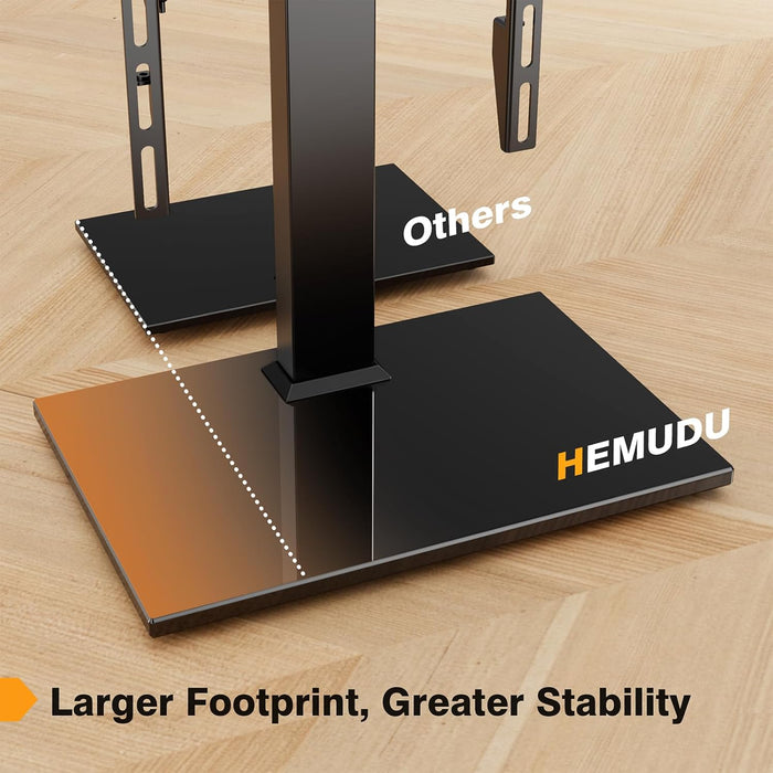 Universal TV Stand - Table Top TV Stand for 27-60 Inch LCD LED Tvs - 6 Level Height Adjustable TV Base Stand with Tempered Glass Base & Wire Management, VESA 400X400Mm